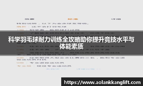 科学羽毛球耐力训练全攻略助你提升竞技水平与体能素质